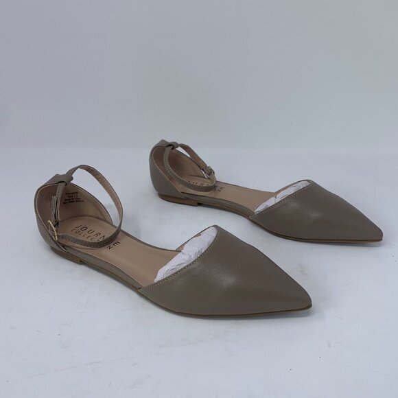Journee Collection Reba 006293 Ballet Flat‎ Women's 7.5 Taupe Ankle Strap S0767 - Picture 1 of 10